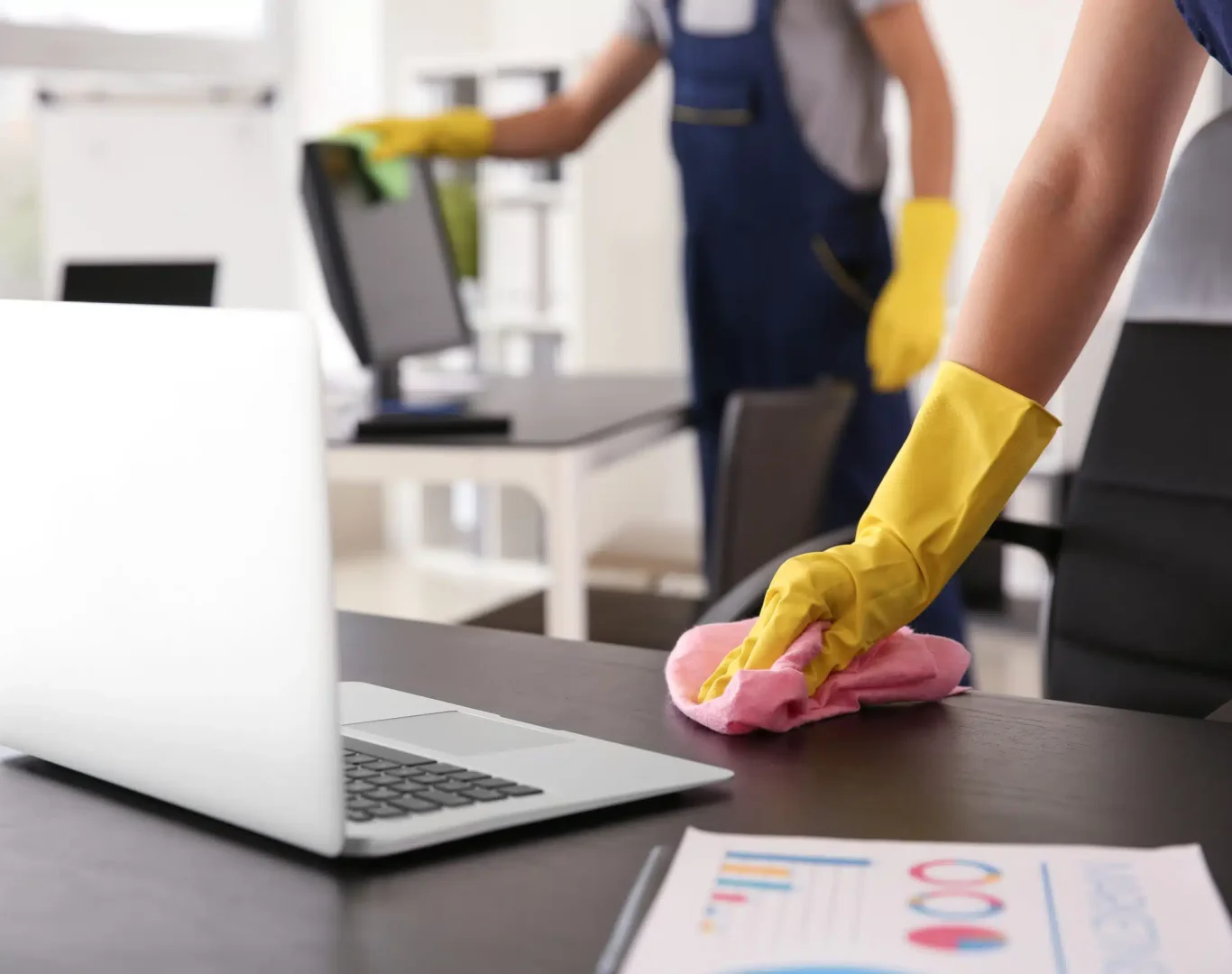 Apex Home Cleaning staff sanitizing retail spaces in Toronto, ON, with precision.